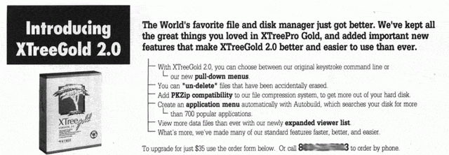 XTreeGold 2.0 advertisement, 1991